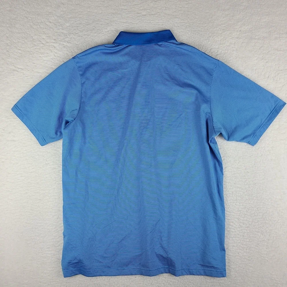 Adidas Polo Shirt Mens large Blue Striped Clima Lite Performance Short Sleeve‎